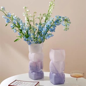 Vasi <span class=keywords><strong>in</strong></span> Cristallo Soffiato a Bocca Stile Art Déco, Cubi Geometrici Impilabili, Centrotavola per Casa e Matrimoni, Logo Personalizzabile - Product Image 2