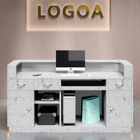 Comptoir de réception moderne avec logo personnalisé, base lumineuse LED, bureau de caisse pour salon de beauté, bureau, hall d'hôtel
