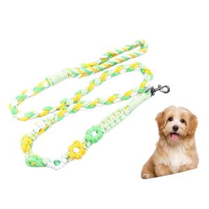 สายจูงสุนัขแบบถักลายลูกไม้ผ้าฝ้ายทำมือสุดหรู พร้อมดอกไม้ถักแบบยืดหดได้ รุ่นใหม่ล่าสุด - Product Image 2