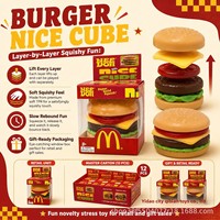   Jouet à presser Squishy Burger Ice Cube, 2 nouveaux jouets anti-stress en caoutchouc à rebond lent, unisexe, 14 ans et plus, emballage en boîte colorée
