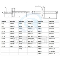 Rivets aveugles à tête ronde DIN 7337 3.2x10 en aluminium poli pour signalétique et présentoirs