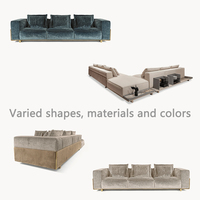 Canapé d'angle modulaire haut de gamme, luxueux et moderne, rembourré, en forme de L, avec table d'appoint en marbre