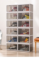 Armoire à chaussures pliable à ouverture magnétique anti-poussière Installation pliante gratuite Boîte à chaussures transparente