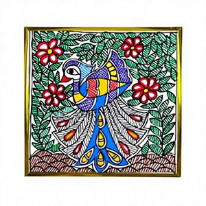 Art traditionnel de Jharkhand Madhubani, peint à la main, entièrement en métal 3D, décoration murale ethnique - Product Image 1