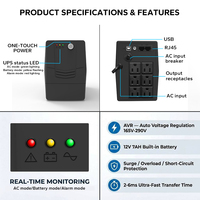 UPS Interactivo de Línea Clásica, UPS Offline de 1000VA, Pantalla LED, 50Hz 60Hz 110V 220V, UPS para Computadora