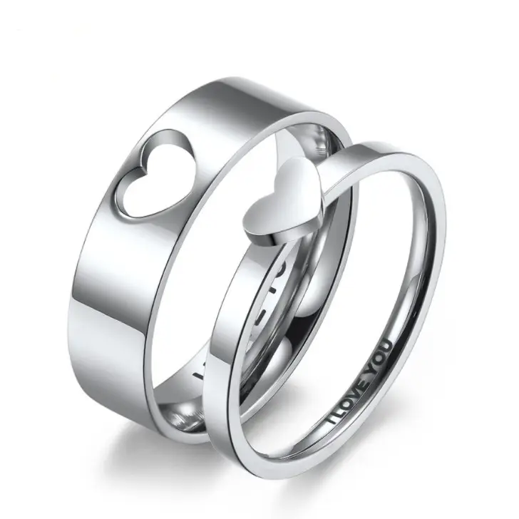 Trendy heart ring stainless steel ring i love you couple rings for lovers