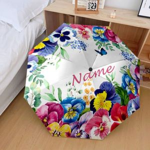 1 Pieza, Sin Pedido Mínimo, Paraguas Plegable Personalizado con Nombre de Flor de Pansy, Regalo Floral Personalizado, Paraguas con Impresión UV Personalizada - Product Image 4