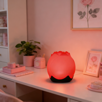 Lampe de nuit LED en silicone en forme de rose, rechargeable, à commande tactile avec changement de couleur pour la chambre des enfants et la décoration de la crèche