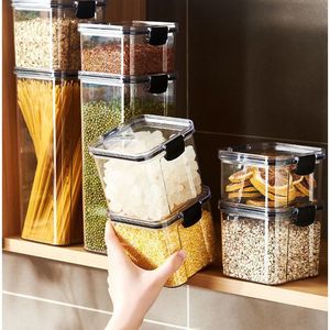 Conteneurs de stockage alimentaire rectangulaires avec couvercle à clipser, bocaux en plastique transparents hermétiques pour céréales, collations, produits secs, cuisine - Product Image 5
