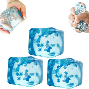 Jouet sensoriel anti-stress en forme de flocon de neige souple à remontée lente, cubes de glace à presser pour l'exercice des mains et la relaxation - Product Image 1