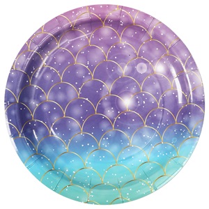 Mermaid Birthday Party Set Decorations Disposable Napkins Paper Plate Paper Cup Party Tableware Set - Product Image 6