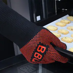 Seeway Black Heat Resistant BBQ Grilling Gloves For Oven Barbecue Smoking