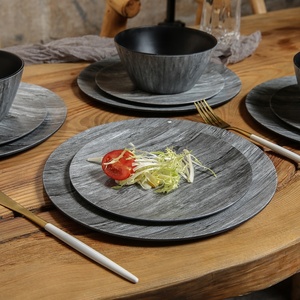 Juego <span class=keywords><strong>de</strong></span> Platos y Tazones <span class=keywords><strong>de</strong></span> Plástico con Diseño <span class=keywords><strong>de</strong></span> Madera Negra, 12 o <span class=keywords><strong>16</strong></span> <span class=keywords><strong>Piezas</strong></span>, <span class=keywords><strong>Vajilla</strong></span> <span class=keywords><strong>de</strong></span> <span class=keywords><strong>Melamina</strong></span> para Cocina, Venta al Por Mayor - Product Image 2