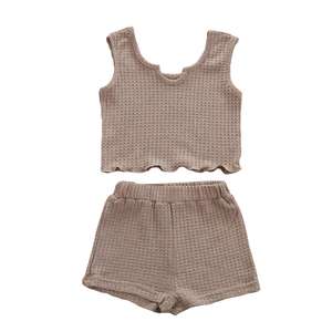 Conjuntos de Verano 2022 para Niñas, Conjunto de 2 Piezas con Camiseta sin Mangas de Color Sólido y Pantalones Cortos, Conjuntos de Ropa para Niñas - Product Image 4