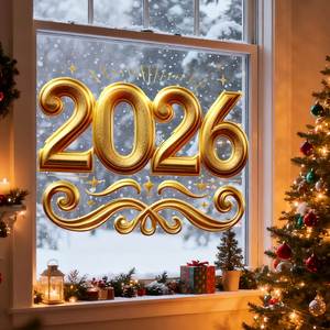 สติ๊กเกอร์ติดหน้าต่างปีใหม่ 2026 ขายส่ง ของตกแต่งกระจกสีสันสร้างสรรค์ สำหรับร้านค้า ห้องนอน ฉากหลังวันหยุด - Product Image 3