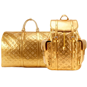 Set di Borse Unisex in Pelle PU Trapuntata con Motivo Dorato in Rilievo, Borsa <span class=keywords><strong>a</strong></span> Tracolla e Zaino con Astuccio per Viaggi e Uso Quotidiano - Product Image 2