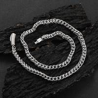 Kalung Hip-Hop Baja Tahan Karat 6mm Unisex Desain Bolak-Balik Rantai Bambu dengan Kancing Pegas Perhiasan Grosir