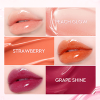 SKINEVER Gloss à lèvres juteux effet verre, enrichi en vitamine E, teinté éclaircissant, lot de 3 couleurs (Pêche, Fraise, Raisin) – Soin des lèvres