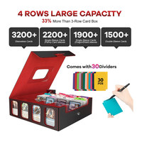 Boîte de rangement pour 3200+ cartes, boîte de rangement pour 3200+ jeux de cartes, 4 rangées, étuis pour cartes à collectionner Commander, fenêtres de présentation pour boîte de jeu de cartes TCG