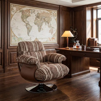 Fauteuil de loisirs pivotant à 360° avec base en métal, design moderne, écologique, ergonomique, rembourré à rayures, pour appartement et villa