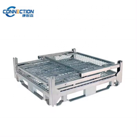 Cage de stockage double robuste galvanisée en fil d'acier, caisse métallique pour palettes, capacité 400-1000 kg, vente en gros fabricant