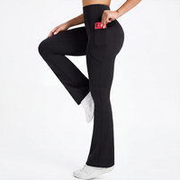 Pantalon de yoga évasé sans couture taille haute pour femme avec poches, leggings de sport extensibles grande taille, pantalon de yoga décontracté