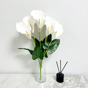 7 Cabezas de Lirios Calla Artificiales de EVA con Textura, Ramo Amarillo para Decoración de Bodas y Hogar - Product Image 2