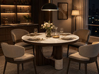 Table à manger minimaliste moderne avec surface en pierre élégante - Fournisseur de meubles contemporains pour la maison