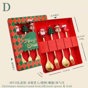 Best-selling Xmas Gift 4 PCS 6 PCS Coffee Spoon <b>Set</b> Cartoon Style Stainless Steel Stirring Gold Spoon <b>Set</b> - Product Image 5