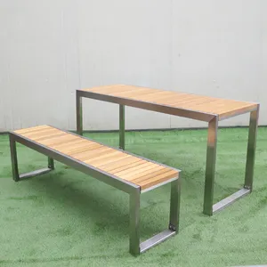 Table et banc de pique-nique en bois de teck, chaise de salle à manger, hôtel, Restaurant, bière, parc, mobilier de rue moderne en bois