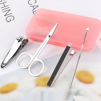 Ensemble de 4 coupe-ongles en acier au carbone avec étui en plastique, kit de manucure, outils de toilettage, boîte cadeau promotionnelle, kits jetables