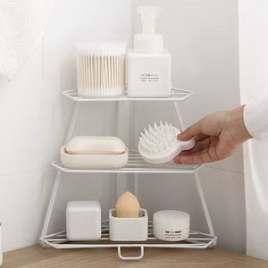 Estante de especias de 3 niveles para cocina, estantes de esquina de hierro para baño con asa, estante de almacenamiento para el hogar, soporte organizador triangular - Product Image 4
