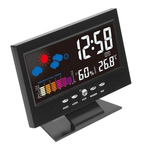 KH-CL001 Khuyến Mãi Tùy Chỉnh Hộ Gia Đình Nhựa Lớn Màn Hình Màu TV Shape <span class=keywords><strong>LCD</strong></span> Hiển Thị Kỹ Thuật Số Trạm Thời Tiết Bàn Đồng Hồ Báo Thức - Product Image 3