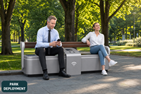 Banc de recharge solaire intelligent avec chargeur USB sans fil et LED pour extérieur, parc, campus, place publique, personnalisable OEM