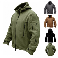 Veste en polaire de couleur unie pour homme, manteau d'hiver chaud à capuche et col montant pour l'extérieur, avec logo unique à motif de lettres sur le devant