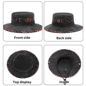 Sombrero <span class=keywords><strong>de</strong></span> Pescador Étnico Personalizado, <span class=keywords><strong>de</strong></span> Moda para Primavera y Verano, para Exteriores, Estilo Retro, con Borde Grande, Efecto Desgastado - Product Image 5