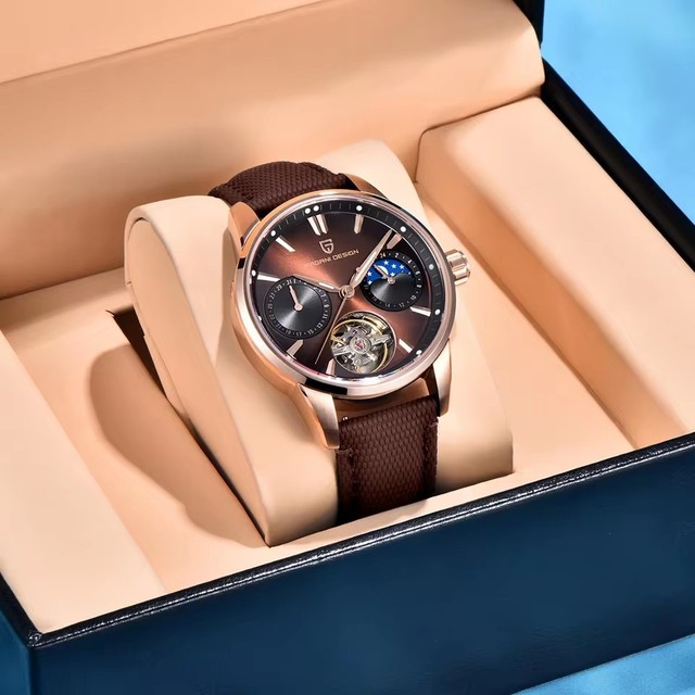 PAGANI DESIGN New 41MM Pilot's Hollow Moon Phase Fashion Men Mechanical Watch Sapphire Glass Stainless Steel Automatic Watches