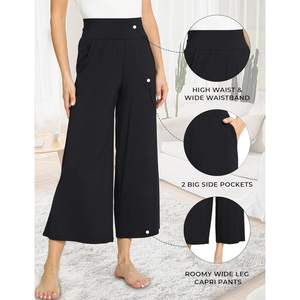 Pantalon palazzo ample en viscose de bambou personnalisé, taille haute avec poches, pantalon de yoga fluide pour femmes - Product Image 2