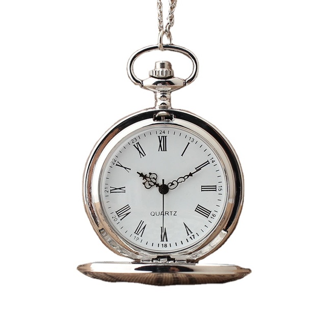 Roman Student Fashion Metal Retro Large Flip Necklace Watch Luminous Exam Pocket Watch for Men and Women