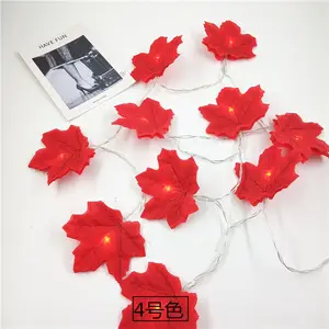 Bán buôn Red Maple Leaf hoa nhân tạo Red Leaf màu xanh lá cây nhà máy giáng sinh trang trí đám cưới LED String ánh sáng