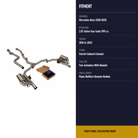 Échappement Catback à Valve à Montage Direct pour Mercedes-Benz E300 W213 2.0T Moteur à Quatre Cylindres en Ligne 2016 à 2023, Double Silencieux avec Télécommande