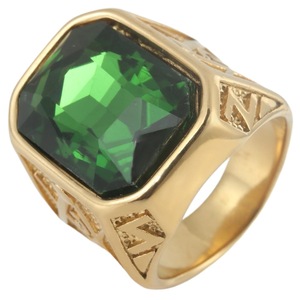 yunnique Men's Geometric Red Gemstone <b>Titanium</b> Steel <b>Ring</b> Bezel Setting Gift Jewelry - Product Image 5