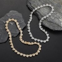 Collier hip hop en laiton plaqué or avec zircon bling complet, chaîne de tennis, collier ras du cou