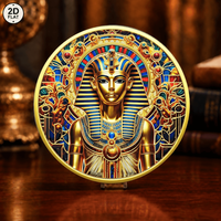 Pièce de monnaie commémorative personnalisée en gros, motif masque doré du pharaon égyptien Toutankhamon avec détails en émail coloré, I