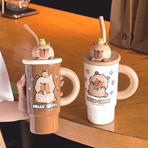 Hello Cappy <b>Insulated</b> <b>Mug</b> 575Ml With Straw And Lid For Office Use - Product Image 1