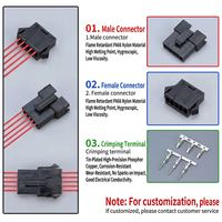 Connecteur mâle-femelle SM 2P3C 4 broches, pas de 2,54 mm, pour câble de connexion électronique de lampe