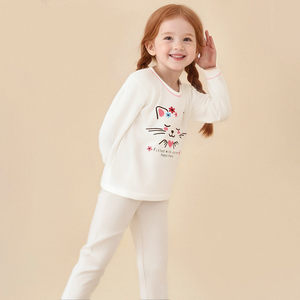 <span class=keywords><strong>Pigiama</strong></span> per Bambini in Jersey di Cotone con Stampa <span class=keywords><strong>Gatto</strong></span>/Cupcake - Morbido Completo a Maniche Lunghe con Motivi Carini per Ragazze - Product Image 2