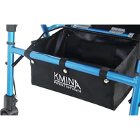 Andador con Ruedas (2 en 1) de Aluminio con Asiento, Marco Resistente, Respaldo Giratorio, Color Azul, Capacidad de 136 KG, Cable con 3 Años de Garantía