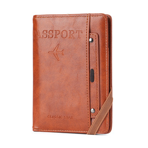 HANFEIZI Cartera Retro para Boletos <span class=keywords><strong>de</strong></span> Avión, Tarjetero, Estuche para Pasaporte <span class=keywords><strong>de</strong></span> Viaje, Porta Pasaportes <span class=keywords><strong>de</strong></span> PU - Product Image 1