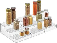 Étagère à épices murale extensible en plastique transparent à un seul niveau, écologique, longueur réglable pour une visibilité facile, outils inclus